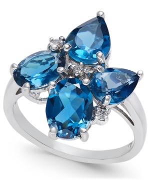 London Blue Topaz (4-5/8 Ct. T.w.) & Diamond Accent Cluster Ring In Sterling Silver
