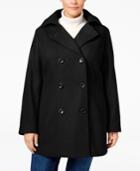 Nautica Plus Size Hooded Double-breasted Peacoat