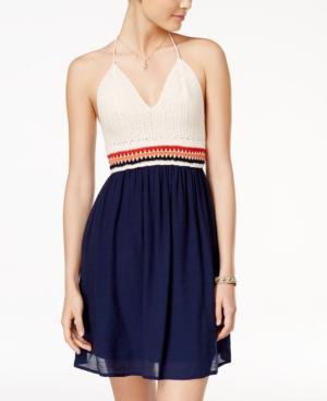 Speechless Juniors' Crochet Halter Dress