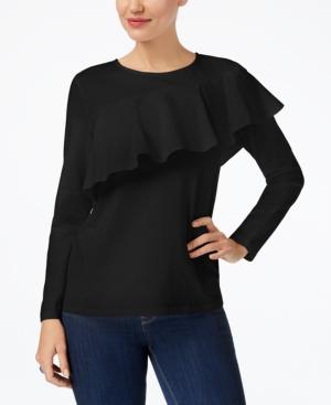Style & Co Ruffled Contrast Top, Created For Macy's