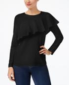 Style & Co Ruffled Contrast Top, Created For Macy's