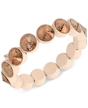 Betsey Johnson Pink-plated Patina Crystal Stretch Bracelet