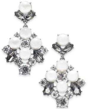 Charter Club Silver-tone Imitation Pearl & Crystal Drop Earrings, Created For Macy's