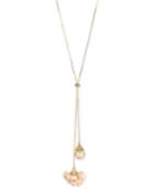 M. Haskell For Inc International Concepts Gold-tone Blush Fabric Flower And Imitation Pearl Lariat Necklace, Only At Macy's