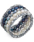 5-pc. Set White, Gray & Peacock Cultured Freshwater Baroque Pearl (7mm) And Rondel Crystal Stretch Bracelets