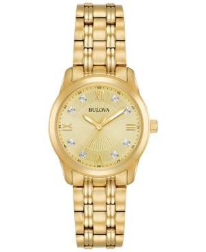 Bulova Women's Diamond Accent Gold-tone Stainless Steel Bracelet Watch 30mm 97p119