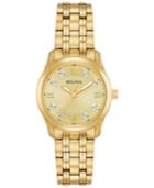 Bulova Women's Diamond Accent Gold-tone Stainless Steel Bracelet Watch 30mm 97p119