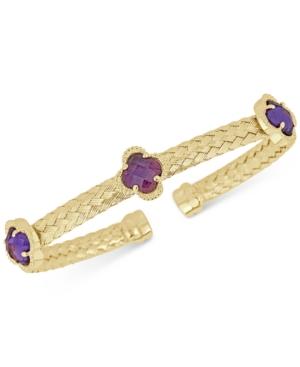 Amethyst Woven Cuff Bracelet (3-1/3 Ct. T.w.) In 14k Gold-plated Sterling Silver