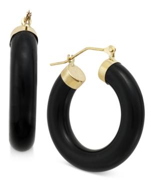 Onyx (20mm) Hoop Earrings In 14k Gold