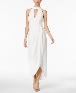 Xscape Mock-neck Crepe Tulip Gown