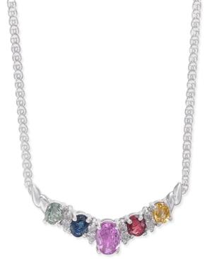 Multi-sapphire (1-9/10 Ct. T.w.) & Diamond (1/8 Ct. T.w.) Collar Necklace In 14k White Gold