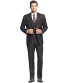 Calvin Klein Brown Sharkskin Slim-fit Vested Suit