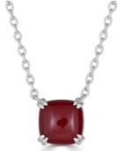 Red Agate Curved Claw 18 Pendant Necklace In Sterling Silver