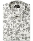 Bar Iii Men's Slim-fit Stretch Mistic Grey Rose Print Dress Shirt, Only At Macy's