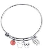 Disney Happily Ever After Cherry Quartz Charm Bracelet In Stainless Steel