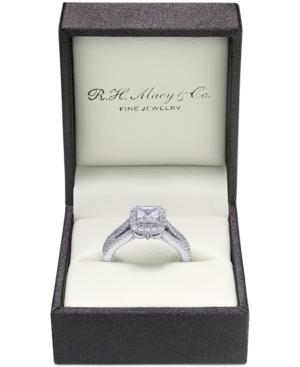 Celeste Halo By Marchesa Certified Diamond Split Shank Engagement Ring In 18k White Gold (1-1/5 Ct. T.w.)