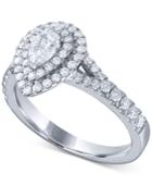 Diamond Pear Double Halo Engagement Ring (1 Ct. T.w.) In 14k White Gold