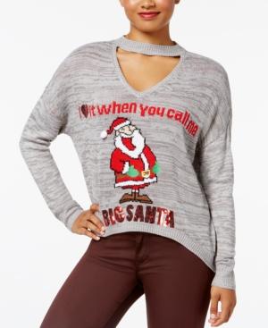 Ultra Flirt By Ikeddi Juniors' Choker-neck Holiday Sweater