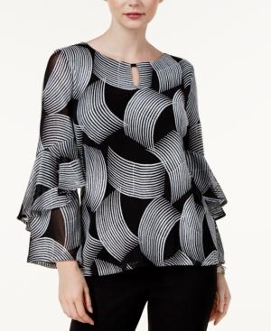 Alfani Embroidered Spiral-sleeve Blouse, Created For Macy's