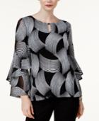 Alfani Embroidered Spiral-sleeve Blouse, Created For Macy's