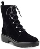Guess Women's Weisy Black Velvet Combat Boots Women's Shoes