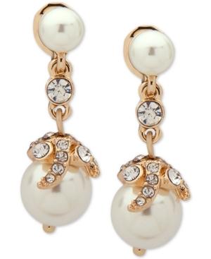 Anne Klein Gold-tone Crystal & Imitation Pearl E-z Comfort Clip-on Drop Earrings