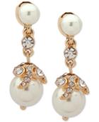 Anne Klein Gold-tone Crystal & Imitation Pearl E-z Comfort Clip-on Drop Earrings