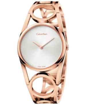 Calvin Klein Women's Swiss Round Rose Gold-tone Pvd Stainless Steel Bracelet Watch 33mm K5u2s646