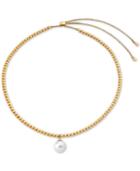 Majorica Gold-tone Imitation Pearl Beaded 4-1/3 Slider Necklace