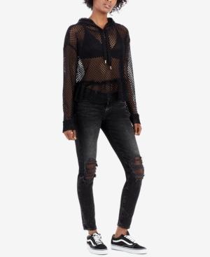 True Religion Ripped Fishnet-contrast Skinny Jeans