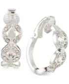 Anne Klein Silver-tone Pave Link Hoop Earrings