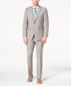 Perry Ellis Men's Slim-fit Stretch Tan Solid Suit
