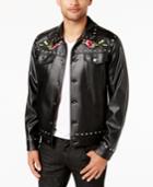 Inc International Concepts Men's Embroidered Faux Leather Jacket, Created For Macy's