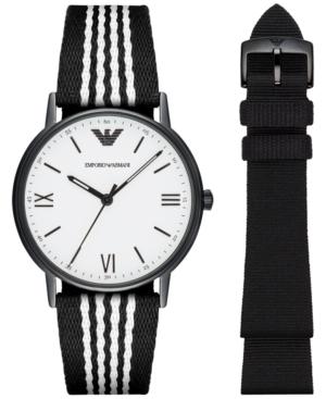 Emporio Armani Men's Kappa Interchangeable Black/white & Black Nylon Strap Watch 41mm