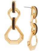 Steve Madden Gold-tone & Leather Geometric Drop Earrings