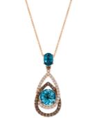 Le Vian Chocolatier London Blue Topaz (5-1/2 Ct. T.w.) And Diamond (1-1/10 Ct. T.w.) Interlocking Teardrop Pendant Necklace In 14k Rose Gold