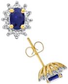 Lab-created Blue Sapphire (1 Ct. T.w.) And White Sapphire (1/5 Ct. T.w.) Stud Earrings In 14k Gold-plated Sterling Silver