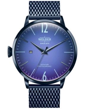 Welder Men's Blue Stainless Steel Mesh Bracelet Watch 45mm