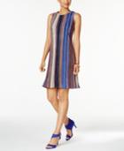 Ronni Nicole Striped Pleated Shift Dress