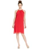 Msk Jewel-neck Chiffon Halter Dress