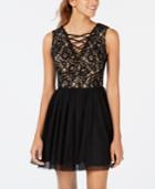 Blondie Nites Juniors' Criss-cross Detail Fit & Flare Dress