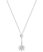 Swarovski Silver-tone Pave Double Star Pendant Necklace