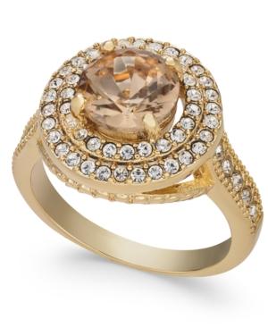 Charter Club Gold-tone Champagne Stone Halo Ring, Created For Macy's