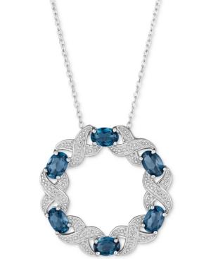 Blue Topaz (3 Ct.t.w) & Diamond Accent 18 Pendant Necklace In Sterling Silver (also Available In Amethyst, Rhodolite Garnet & Multi-gemstone)