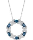 Blue Topaz (3 Ct.t.w) & Diamond Accent 18 Pendant Necklace In Sterling Silver (also Available In Amethyst, Rhodolite Garnet & Multi-gemstone)