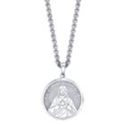 He Rocks With Jesus In My Heart Coin Pendant Necklace In Stainless Steel, 24 Chain