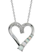 Giani Bernini Cubic Zirconia And Iridescent Stone Heart Pendant Necklace In Sterling Silver, Only At Macy's