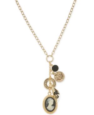 I.n.c. Gold-tone Cameo Multi-charm Pendant Necklace, 18 + 3 Extender, Created For Macy's