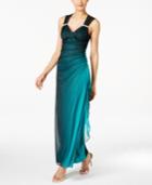 B & A By Betsy & Adam Ombre Open-back Glitter Gown
