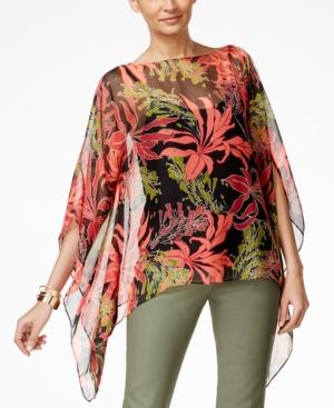 Vince Camuto Printed Chiffon Poncho Top